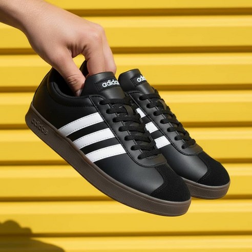 아디다스 스니커즈 VL 코트 블랙 화이트 남녀공용 운동화 레트로 클래식