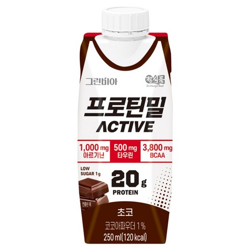 정식품 그린비아 프로틴밀 액티브 초코맛 프로틴음료 고단백질영양설계 아르기... 솔직 후기 | 실사용자 리뷰 분석 - 상품 이미지 1