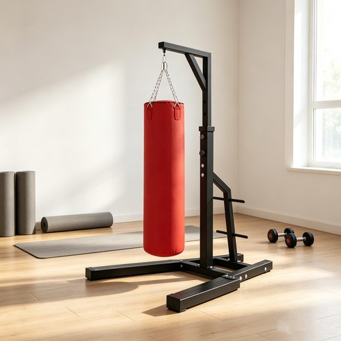 행거 펀치볼 샌드백걸이 샌드백거치 스탠딩 샌드백 거치대 222-242cm, 블랙