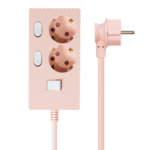 파워존 자동소화 4000W 고용량 웨이브 개별스위치 과부하차단 2구 멀티탭 50cm 1.5m 3m 5m 7m, 자동소화 개별스위치 2구 50cm 파스텔핑크, 1개