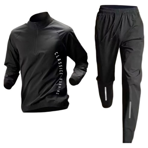 남녀공용 헬스 운동복세트 하프집업 트레이닝탑 긴팔 티셔츠 상하의세트 스탠드 러닝 웨어