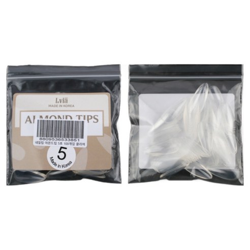 엘비아 아몬드 네일팁 5호, 클리어, 100개