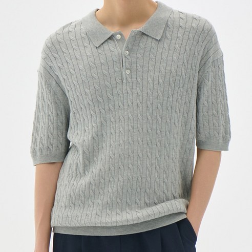 트래드클럽 남자 케이블 카라 반팔 니트 (9컬러 M~5XL)