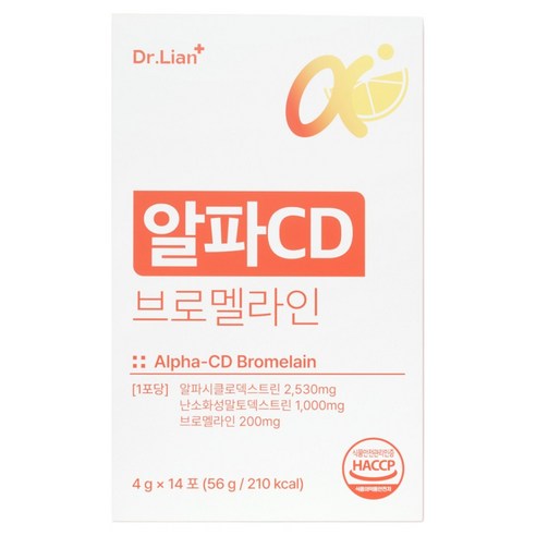 Dr.Lian 닥터리안 알파CD 브로멜라인 식약처인증 다이어트 식후케어 체지방 체중 혈당 관리, 1개, 14회분
