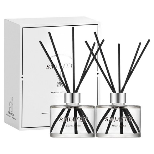 스미어티 프리미엄 200ML 2개 디퓨저 실내 방향제+500ML 대용량 리필액 선물 세트 집 화장실 방향제, 블랙체리
