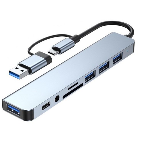 USB 3.0 Type-C 8 in 1 노트북 멀티 허브CC, 은회색, 1개