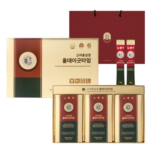 풍년보감 6년근 고려홍삼정 진액 올데이굿타임 홍삼스틱 선물세트 + 쇼핑백, 300g, 1개