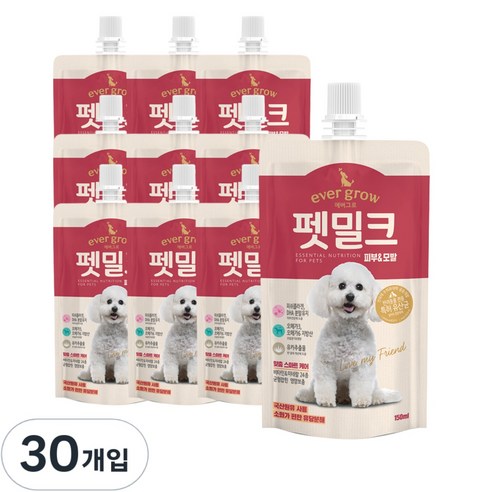 에버그로 강아지 펫밀크, 피부&모발, 150ml, 30개