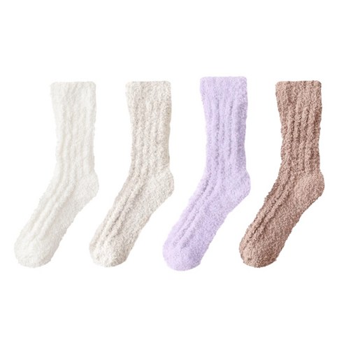캐피튜드 털빠짐없는 도톰한 무압박 남녀공용 수면양말 웜톤 4켤레 세트