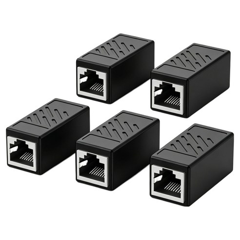 CAT6 FTP RJ45 랜 연장 젠더 키스톤 잭 커플러 1Gbps 기가비트 인터넷 케이블 연결 어댑터, 5개, 블랙