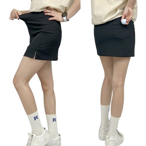 아크나인 여성 골프 뱃살 쏙 슬림 밴딩 치마 H 기본핏 스판 스커트 골프웨어 치마바지 S(55)~XL(88)