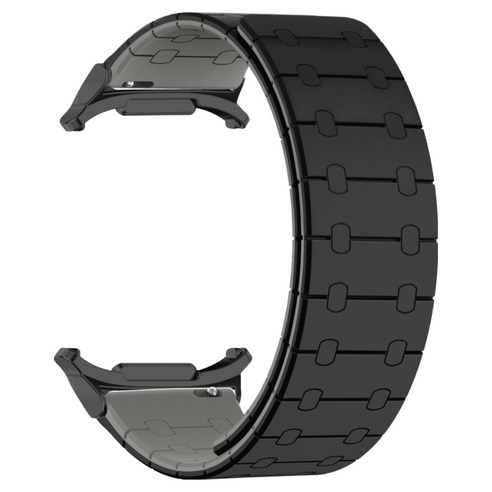 투톤 강력한 마그네틱 갤럭시워치 7 8 울트라 47mm 실리콘 스트랩 자석 밴드, 블랙스틸-(블랙+그레이), 1개