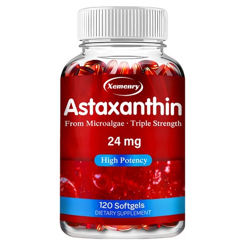 아스타잔틴 24mg - 심장 및 관절 건강 시력 건강 - 아슈와간다 포도씨 오일, 60정, 1개