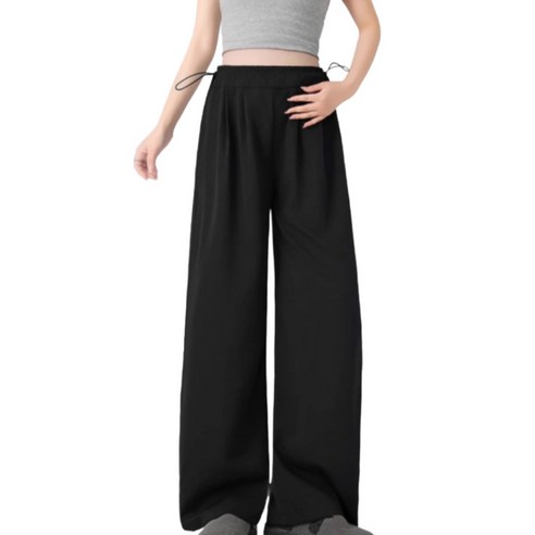 (M~5XL)여성 빅사이즈 바지 밴딩 와이드 팬츠 조임끈 임산부 바지