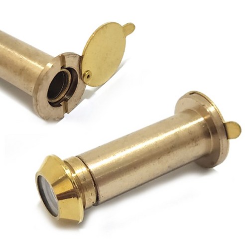 도어 현관문 외시경 12mm 문두께 38-50mm 골드 커버형 보안 도어뷰 렌즈 외부 확인, 1개