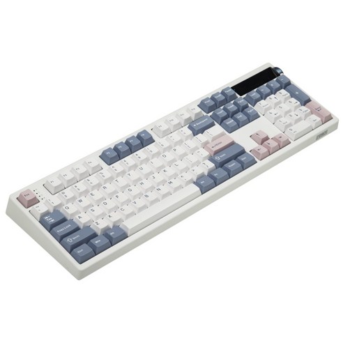 EPOMAKER TH108 PRO 에포메이커 풀배열 유무선 저소음 LCD 기계식 키보드 핫스왑 스마트 디스플레이 노브 탑재, 제조사축, 저소음 바다 소금V2, 화이트 블루