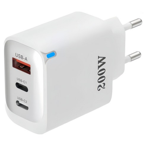 200W 초고속멀티충전기3포트 USB+2PD type-c, 1개, 화이트