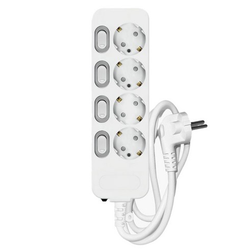 개별스위치 고용량 4구 멀티탭 3500W 과부하차단, 1개, 4구 화이트, 1.5m