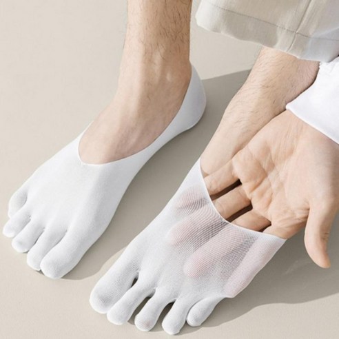 남성 여름용 발냄새 없는 발가락 페이크 양말 미끄럼방지 5켤레