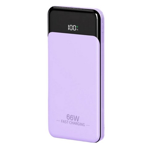 보조배터리 대용량 20000mAh 66w 보조배터리 고속충전 슬림 경량 급속충전 LED 배터리 표시, 퍼플