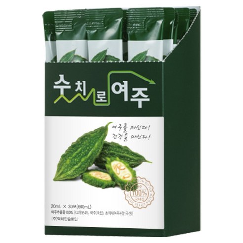 숫치로여주즙 100%여주즙 HACCP인증 상시제조 가장많이선택, 3박스, 20mlX30포, 600ml