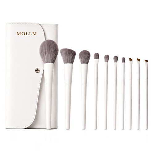 MOLLM 메이크업 브러쉬 브러쉬 세트 파운데이션 브러쉬 아이섀도우 붓 10종, 1개, 화이트