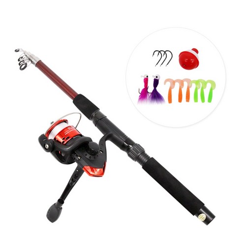 1+1 원투낚시대세트 초보자낚시 온가족낚시 갯바위 방파제 입문자용 MP-1800II, RED