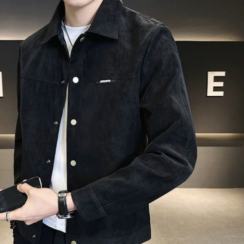 POMTOR 남성 봄가을 시즌 트렌디한 스웨이드 느낌의 캐주얼 자켓