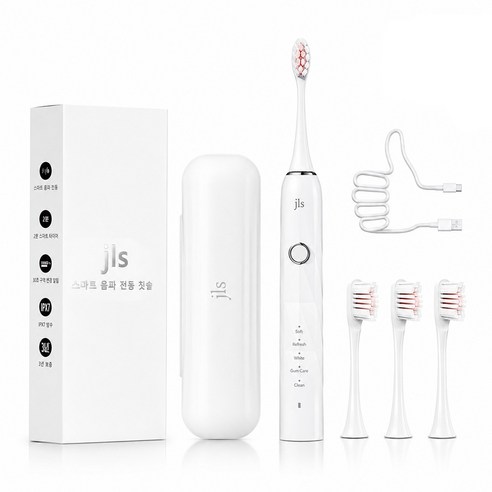 JLS 최신형 스마트 음파 전동칫솔, 화이트SET, 1세트, T6