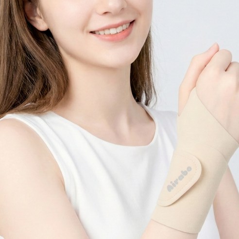 에어라보 얇은 손목보호대 손목터널증후군 출산 산후 건초염 마우스 손목아대, 스킨베이지, 1개