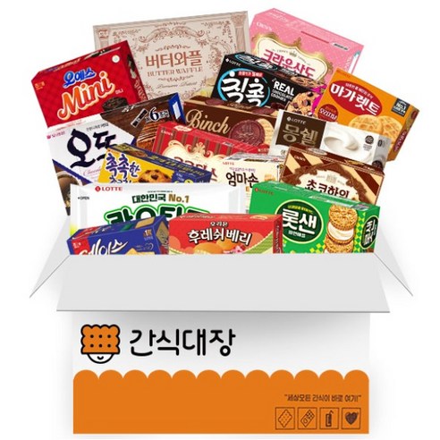 [간식대장] 최고의 사무실 간식세트 산도 딸기 롯데 샌드 몽쉘크림 카스타드 엄마손파이 빈츠 오뜨 오예스mini 칙촉 쿠크다스 후레쉬베리 촉촉한 초코칩 초코하임 에이스 마가렛트 와플, 가성비 사무실 간식 C세트 16종, 1개