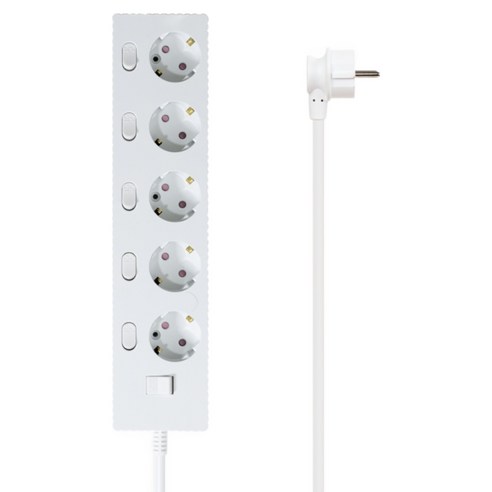 파워존 4000W 고용량 웨이브 개별스위치 과부하차단 5구 멀티탭 콘센트 50cm 1.5m 3m 5m 7m, 개별스위치 5구50cm 화이트, 1개
