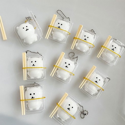 몽글상점 수제 농담 말랑곰 도시락 스퀴시 말랑이 키링, 1개, 화이트