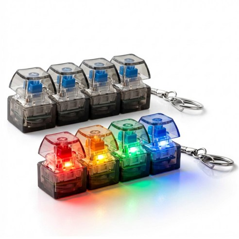 키캡 키보드 테트리스 키링 LED 4구 피젯 딸깍이, 1개, 블랙