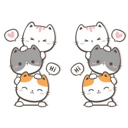 더이도 차량용 스티커 레이 꾸미기 소형 좌우 1쌍, 1세트, 화이트