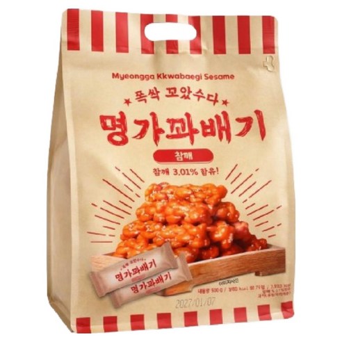 명가꽈배기 참깨맛 탕비실 간식 개별포장 과자 스낵, 500g, 5개, 꽈배기 5개