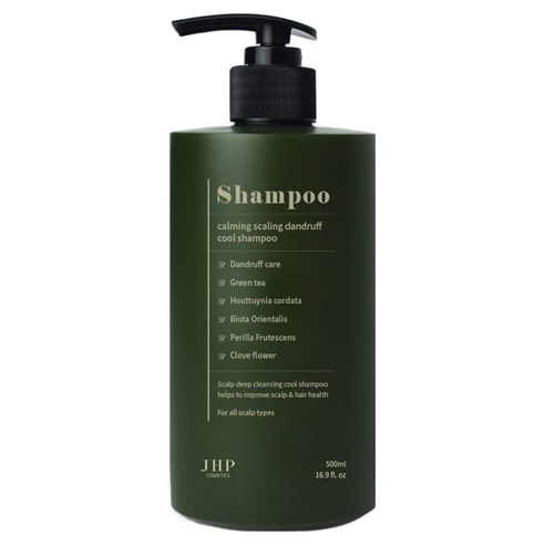 제이에이치피 녹초엽 지루성 두피 스케일링 비듬 쿨 샴푸, 500ml, 1개