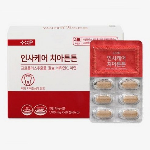 이가탄탄 정품 인사케어 원한다면 치아 건강 프로폴리스 칼슘 영양제, 2개, 30정
