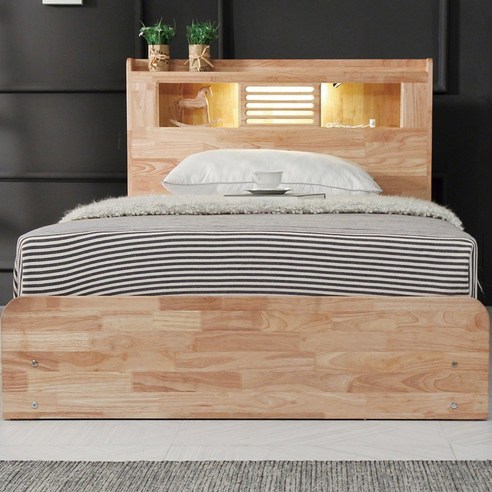 좁은 방도 넓게 쓰는 마법 핀란디아 네이쳐 수납LED 원목침대 SS