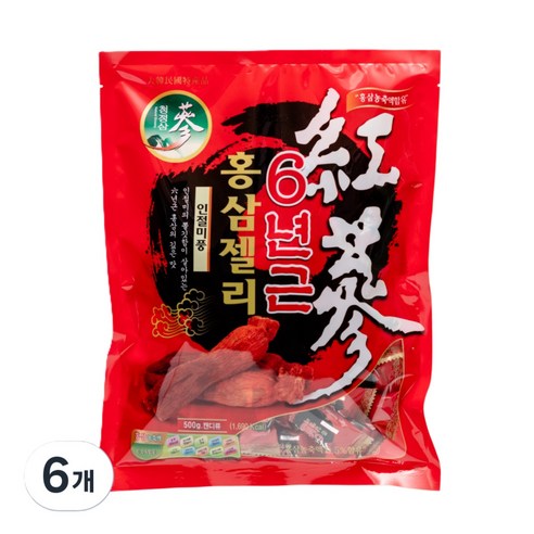 청정인삼 6년근 고함량 홍삼 젤리, 500g, 6개