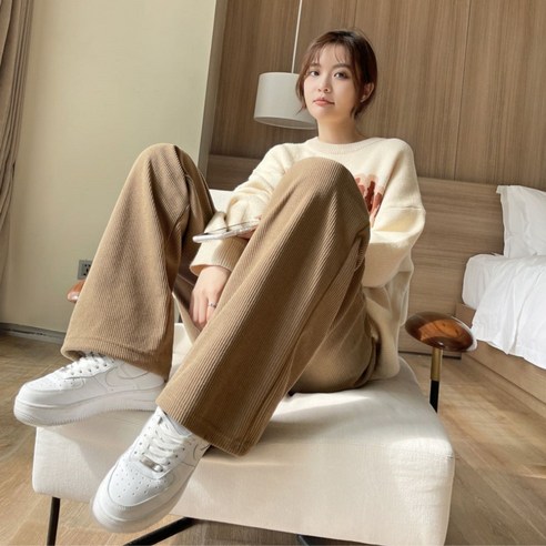 루아온 여성 코듀로이팬츠 기모 골덴바지