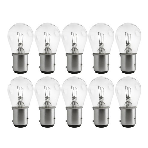 ProTap 1157 브레이크등 더블 전구 자동차검사 더블 백색 12V 27/8W 테일 램프, 10개, 28mm