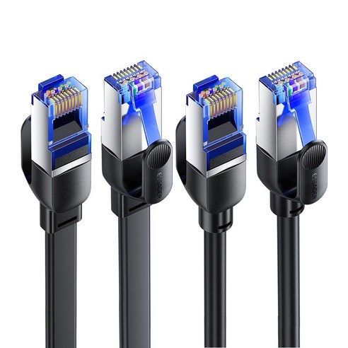 Essager 게이밍용 랜선 초고속 CAT.8 40Gbps 인터넷 랜케이블 2개입, 2m, 1세트, 납작한 케이블&동글동글한 케이블