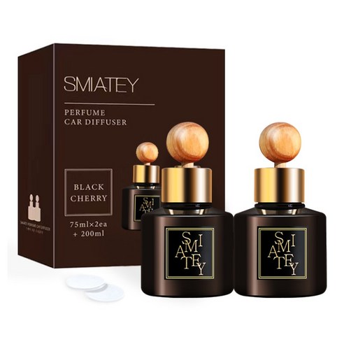 스미어티 프리미엄 퍼퓸 차량용 디퓨저 75ml 2p + 200ml 리필, 1세트, 블랙체리
