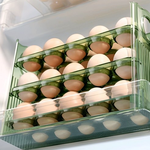 포엘즈 계란 30구 트레이 투명 계란보관함, 01투명그린, 1개