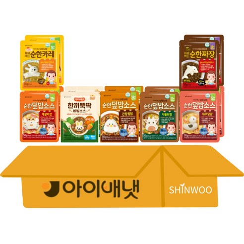 [아이배냇]아기양념 베베 순한 덮밥 소스 7종 짜장2개+카레2개+새우달걀2개+소불고기2개+간장찜닭2개+차돌된장2개+비빔소스 4색나물2개