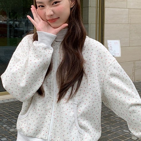 메이킹유 (기모추가)플라워 잔꽃 긴팔 아우터 WA35833리벤후드집업