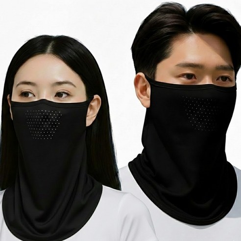 믿추 자외선차단 스포츠마스크 쿨마스크 골프 러닝 등산용, 블랙, 2개