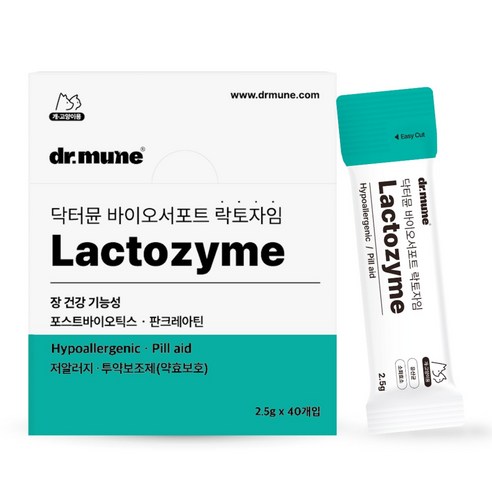 [총 40회 급여] 닥터뮨 투약보조제 락토자임 장건강 짜먹이는 영양제 강아지 고양이 겸용 바이오서포트, 1세트, 소화기능/췌장개선, 40회분