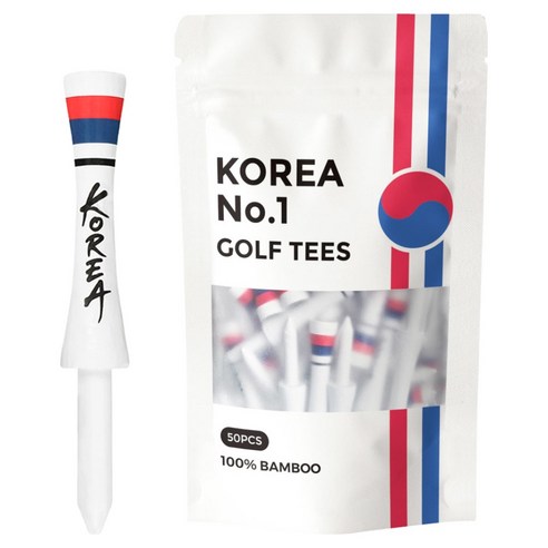 코리아 국가대표 대나무 높이조절 골프티 50p, 1개, 화이트